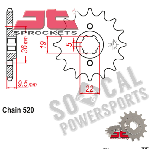 JT Sprockets - JT Sprockets Steel Front Sprocket - 12T - JTF337.12