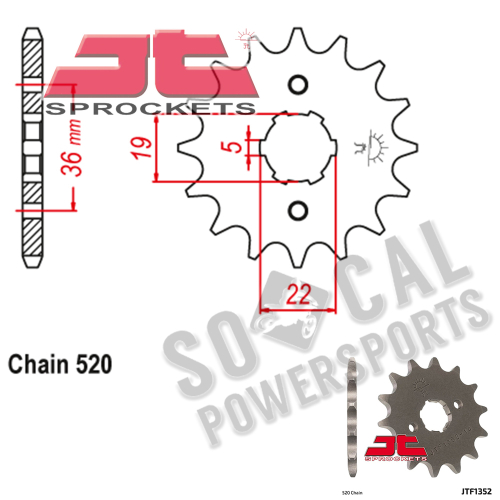 JT Sprockets - JT Sprockets Steel Front Sprocket - 13T - JTF1352.13