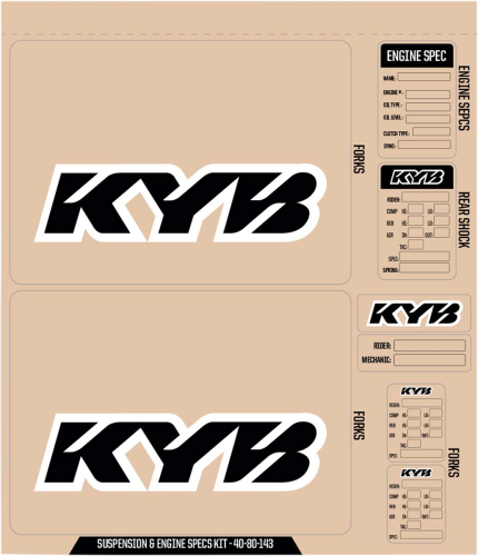 DCOR - DCOR Suspension KYB Decal Kit - Black - 40-80-143