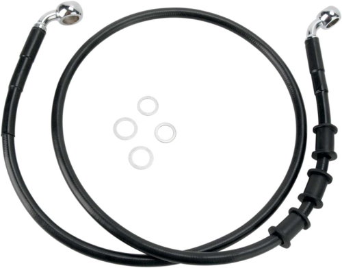 Drag Specialties - Drag Specialties Extended Stainless Steel Front Brake Line Kit - Black Vinyl Coated - 43 3/4in. - 680219-2BLK