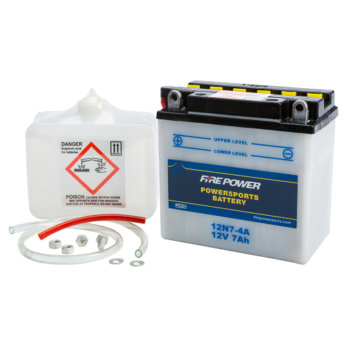 Fire Power - Fire Power Conventional 12V Standard Battery with Acid Pack - 12N7-4A