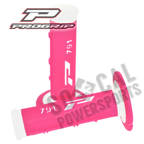 Pro Grip - Pro Grip 791 Triple-Density MX Grips - White/Flourescent Pink - 791WHFLFX