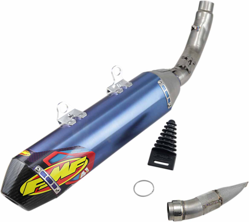 FMF Racing - FMF Racing Factory 4.1 Slip-On - Blue Anodized Titanium - Carbon Fiber Endcap - 045629