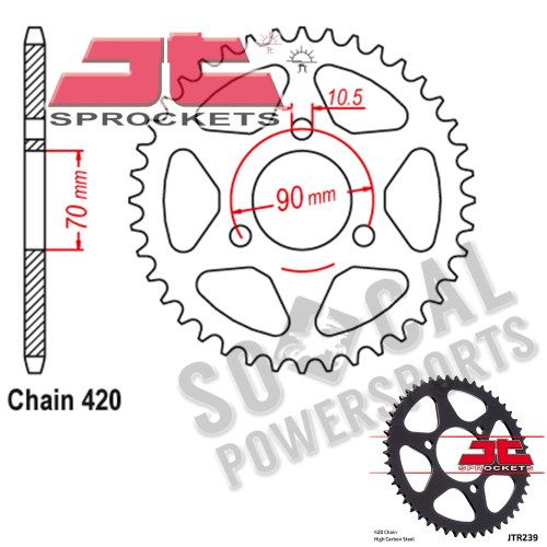 JT Sprockets - JT Sprockets Steel Rear Sprocket - 43T - JTR239.43