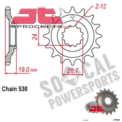 JT Sprockets - JT Sprockets Steel Front Sprocket - 17T - JTF527.17