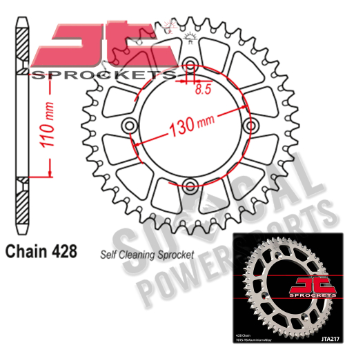 JT Sprockets - JT Sprockets Aluminum Rear Sprocket - 55T - JTA217.55