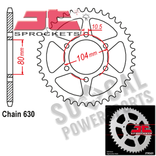 JT Sprockets - JT Sprockets Steel Rear Sprocket - 38T - JTR501.38