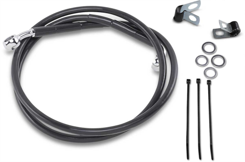 Drag Specialties - Drag Specialties Extended Stainless Steel Front Brake Line Kit - Black Vinyl Coated - 44in. - 640113-2BLK