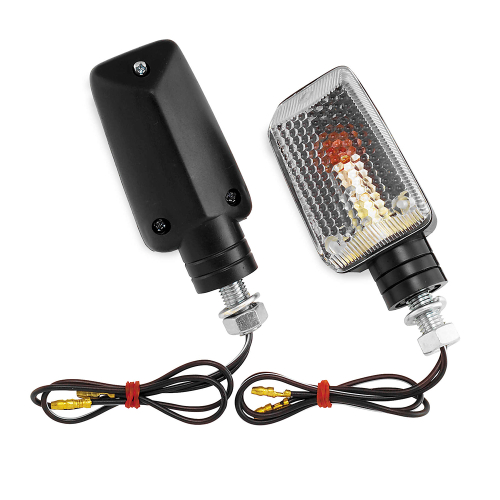 BikeMaster - BikeMaster Universal Mini Stalk Marker Light Kit - Clear Lens - Amber Bulb - Black Shell - 268141