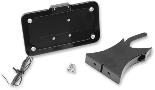 Accutronix - Accutronix Universal Side-Mount License Plate - Black with White Plate Light - LPF121HV-B