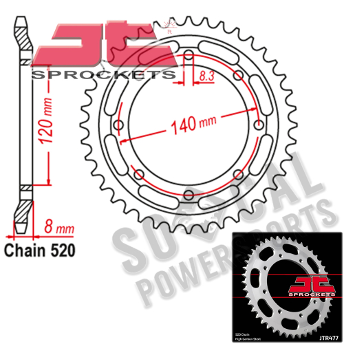 JT Sprockets - JT Sprockets Steel Rear Sprocket - 43T - JTR477.43