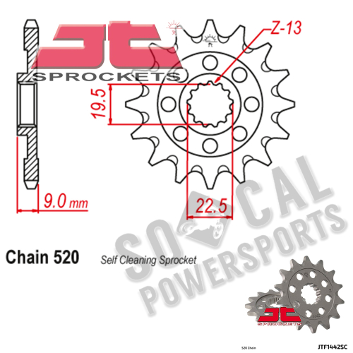 JT Sprockets - JT Sprockets Self-Cleaning Steel Front Sprocket - 14T - JTF1442.14SC