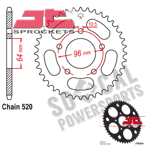 JT Sprockets - JT Sprockets Steel Rear Sprocket - 43T - JTR254.43