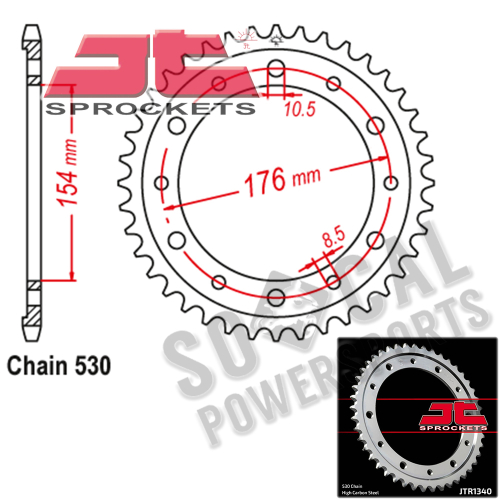 JT Sprockets - JT Sprockets Steel Rear Sprocket - 44T - JTR1340.44