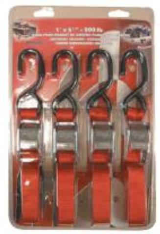 Erickson - Erickson Quad Pak of Cam Straps - 1in x 5 1/2 ft - 900lb - Red - 05605