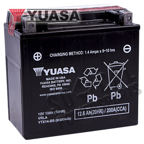 Yuasa - Yuasa Maintenance Free Battery - YTX14-BS - YUAM3RH4S