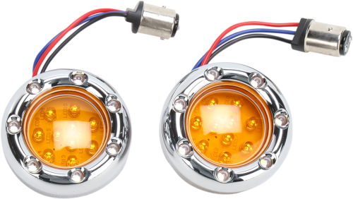 Arlen Ness - Arlen Ness LED Fire Ring Kit - Amber Lens - Chrome Trim - White LED - Dual Filament - 1157 Style - 12-757