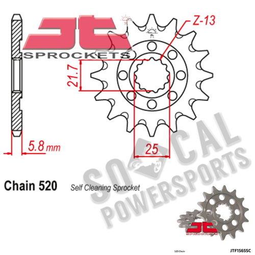 JT Sprockets - JT Sprockets Self-Cleaning Steel Front Sprocket - 14T - JTF1565.14SC