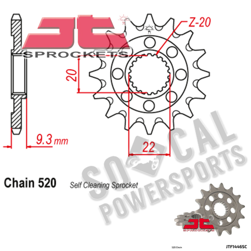 JT Sprockets - JT Sprockets Self-Cleaning Steel Front Sprocket - 14T - JTF1446.14SC