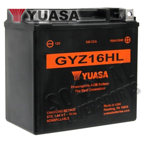 Yuasa - Yuasa GYZ High Performance Maintenance Free Battery - GYZ16HL - YUAM716GHL