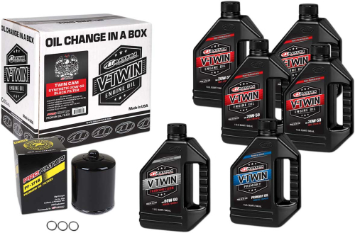 Maxima - Maxima Twin Cam Synthetic Oil Change Kit with Black Filter - 90-119016PB