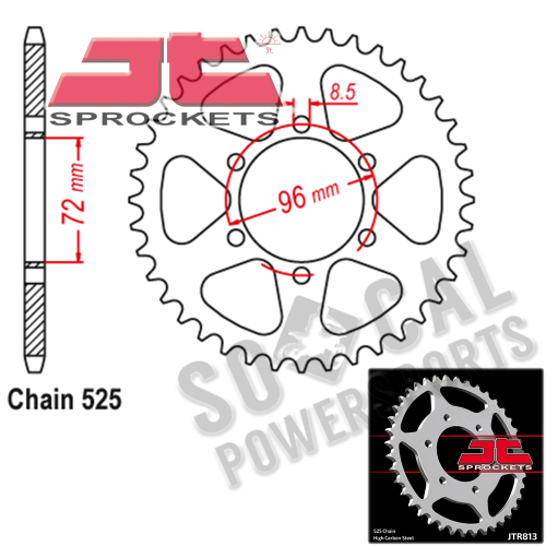 JT Sprockets - JT Sprockets Steel Rear Sprocket - 40T - JTR813.40