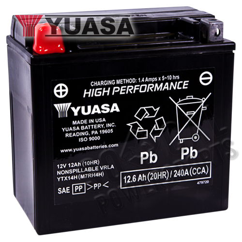 Yuasa - Yuasa Factory Activated Maintenance Free Battery - YTX14H - YUAM7RH4H