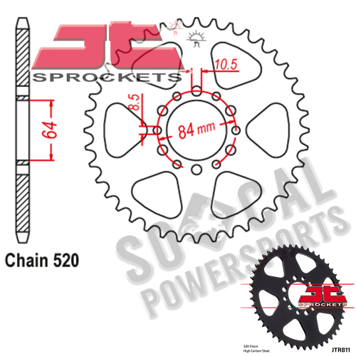 JT Sprockets - JT Sprockets Steel Rear Sprocket - 45T - JTR811.45