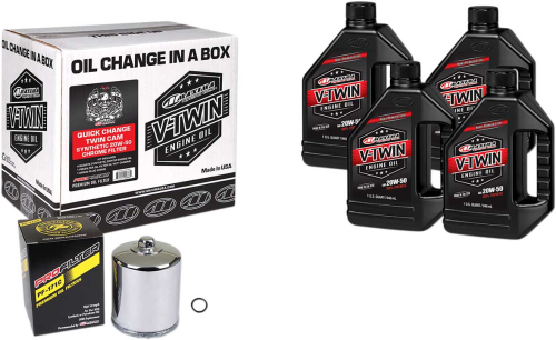 Maxima - Maxima Twin Cam Synthetic Quick Oil Change Kit with Chrome Filter - 90-119014PC