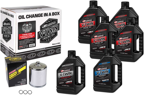 Maxima - Maxima Twin Cam Synthetic Oil Change Kit with Chrome Filter - 90-119016PC