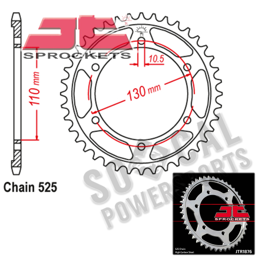 JT Sprockets - JT Sprockets Steel Rear Sprocket - 43T - JTR1876.43