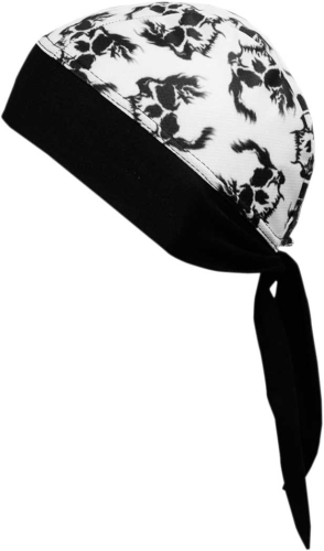 Schampa - Schampa Z-Wraps Stretch Headwrap - BNDNA003-84 - Black/White Black Skulls - OSFM