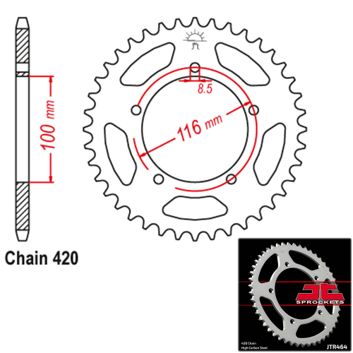 JT Sprockets - JT Sprockets Steel Rear Sprocket - 50T - JTR464.50