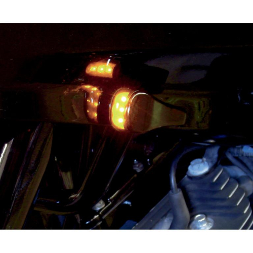 Alloy Art - Alloy Art LED Front Signal Lights with Smoked lens/Amber LEDs - Black anodized (smooth) - RGFS1-2