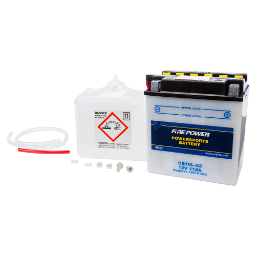 Fire Power - Fire Power Conventional 12V Heavy Duty Battery With Acid Pack - CB10L-A2