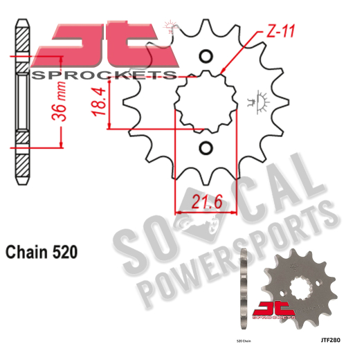 JT Sprockets - JT Sprockets Steel Front Sprocket - 13T - JTF280.13