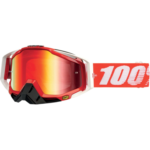 100% - 100% Racecraft Fire Red Goggles - 50110-003-02 - Fire Red/White / Red Lens - OSFM