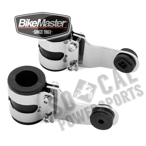 BikeMaster - BikeMaster Rubber Mount Headlight Brackets - 37mm - Chrome - OXHB-006