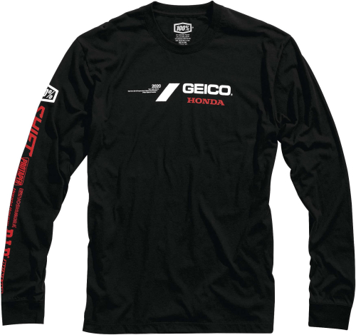 100% - 100% Geico Honda Raceday Long Sleeve Tee - 33006-001-13 - Black - X-Large