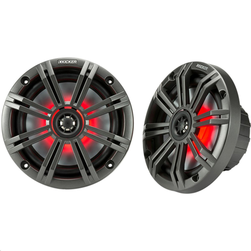 KICKER - KICKER All Weather Coaxial 6 1/2in. Speakers with 7-Color LED and 3/4in. - 4 Ohm - 65W RMS Power Handling - 45KM654L