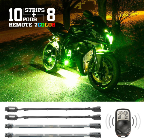 XK Glow - XK Glow Motorcycle LED Accent Light 7 Color Kit - 18 pc - XK034017