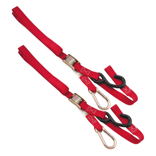 BikeMaster - BikeMaster Carabineer Soft Hook Tiedowns - Red - 100536