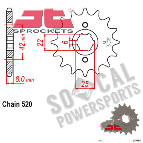 JT Sprockets - JT Sprockets Steel Front Sprocket - 13T - JTF281.13