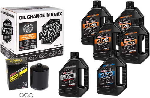 Maxima - Maxima Evolution Big Twin Mineral Oil Change Kit with Black Filter - 90-069016PB