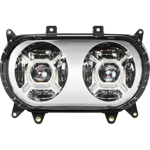 Custom Dynamics - Custom Dynamics Double-X LED Headlight - Chrome - CD-RG-H-C