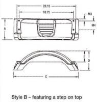 Fulton - Fulton HDPE Plastic Trailer Fender - Style B - White - 008549 - Image 2