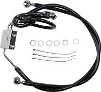 Drag Specialties - Drag Specialties Black Vinyl Coated Extended Length ABS Stainless Steel Front Brake Line Kit - (+2) - 612137-2BLK - Image 1