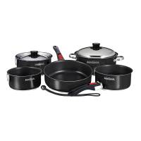 Magma - Magma "Nesting" 10-Piece Induction Compatible Cookware - Jet Black Exterior & Slate Black Ceramica Non-Stick Interior - Image 1