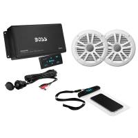 Boss Audio - Boss Audio ASK902B.6 Package w/4-Channel Bluetooth Amplifier w/Remote, 2 MR6W 6.5" White Speakers, USB/AUX Input &amp; Waterproof Case - Image 1